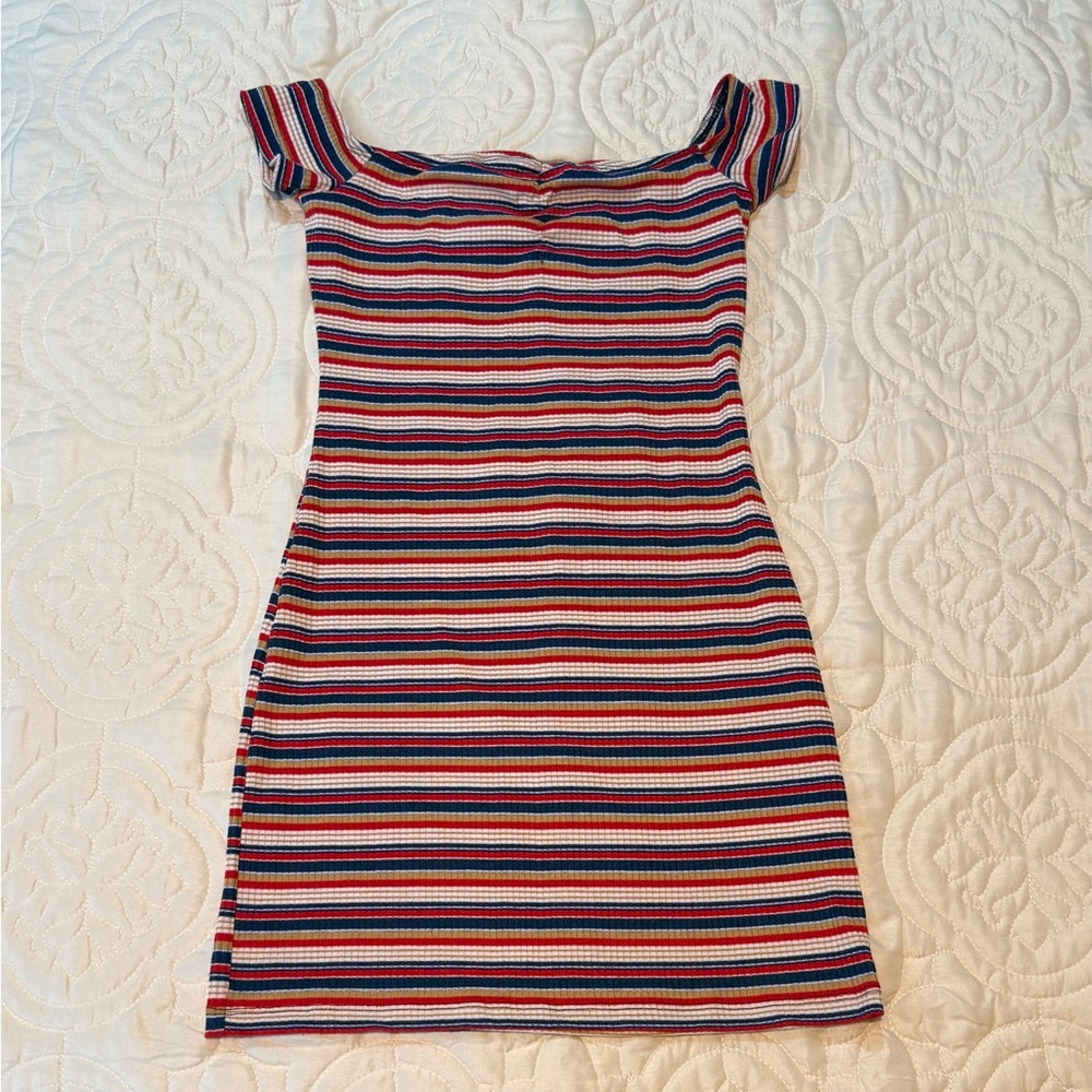 Urban Outfitters Striped Off-Shoulder Mini Dress
